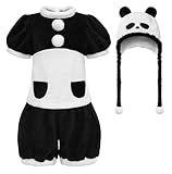 [ReliBeauty] パンダ コスプレ 子供 帽子セット ブラック ホワイト 140