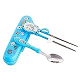 (ベビーゴー)babygo トレーニング箸 子供 箸 スプーン セット ケース付き 練習 はし ブルー