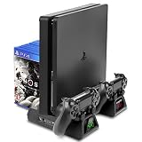 ADZ PS4冷却ステーション用 多機能PS4スタンド 冷却ファンとコントローラー充電器付き 12個のPS4ゲームラック オリジナルPS4 PS4スリム&PS4 Proに対応