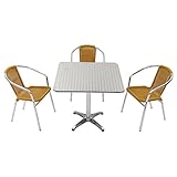 ガーデン4点セット ガーデンテーブル4点セット ガーデンテーブルセット 人工ラタン アルミチェア ダイニングチェア ロビーチェア ガーデンチェア スタッキングチェア ビーチチェア スタッキング アウト