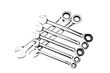 KSEIBI 123810 Metric 7Pcs Ratchet Combination Wrench Set 72 Tooth Ratcheting Gear Mechanism