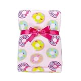 Baby Gear Plush Velboa Ultra Soft Baby Girls Blanket 30 x 40, Pink Colorful Donuts by Baby Gear