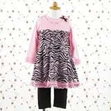 Rare Editions 24ヵ月 (ﾚｱｴﾃﾞｨｼｮﾝｽﾞ）　ピンクゼブラ柄　チュニックワンピース&レギンスセット (24M 90cm) [Baby Product]