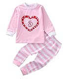 子供服　男の子 女の子　 長袖 心臓のプ プリントパーカーとパンツアウトフィット (100(2-3Y), ピンク)