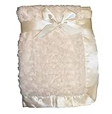Supersoft Cream Luxurious Swirl Plush Satin Edged Baby Pram/Crib Blanket - Suitable For Baby Girl/Bo