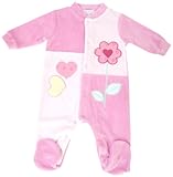 PlLLERIAS ピジェリアス 足付ベロアカバーオールハート刺繍  1ヶ月 ピンク 3121