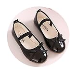 WIN プリンセス風 子供 キッズ靴 フラットシューズ 女の子PUレザー製 ガールズ フラワー 女児 ベビー 赤ちゃん フォーマル 結婚式　可愛い 花 女の子 シューズ ( 内寸21cm, ブラック)