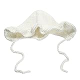 Domybest【エレガントなプリンセス】 ベビーラインキャップ 人造ハンドニット帽子 ロータスリーフ側 出産祝い 柔らかく防寒対策 写真小道具 快適 1-3歳に適して 3色