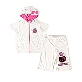Hello Kitty キッズ・ジュニア用ミミ付き半袖ルームウエア上下セットアップ 9196 130cm ホワイト
