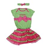 TOOGOO ( R )新しいファッション赤ちゃん服セットベビー女の子セットロンパース+チュチュスカート+ヘアバンド新生児Bebe春夏clothes-green /ピンク蝶結び、12 m