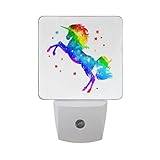 naanleファンタジーカラフルなレインボーユニコーン動物自動センサーLED Dusk to Dawnナイトライトプラグinインドアfor Adults