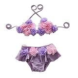 Famuka ベビー　キッズ　女の子　花びら　ビキニ（紫,　XＬ(身長95-110CM　体重15-20kg））