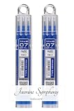 フリクション ボール用 一色タイプ 替芯 LFBKRF30F 0.7mm フリクションインキ blue 【 替え芯 青 3本入 ×2 (合計6本), Jasmine Symphony index card 1枚 】