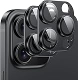 「Actfrain」2枚セットiPhone 16 Pro/16 Pro Max用 カメラ保護フィルム 【アルミ合金+9H強化ガラス】レンズ全面保護 耐衝撃/擦り傷防止/露出オーバー防止 高透過率 曇りなし 強粘着設計 黒縁デザイン ブラック