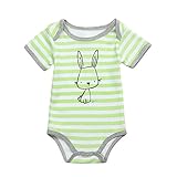 ファッションかわいい新生児キッズベイビーガールズ幸運な太陽ボーイズOネック服ショートスリーブ漫画ストライプロンパージャンプスパジャマコットンブレンドマテリアルスーツ0-12ヶ月ベイビー (9M, 緑)