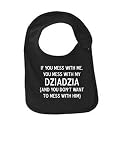 Mess With Me Mess With My Dziadziaおもしろ幼児Jerseyよだれかけ カラー: ブラック