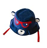 (よキーよ)Yokeeyo 男女児用ハット つば広 紐付き帽子　赤ちゃんキャップ アウトドア ハット 軽い キッズ 子供サンバイザー おクマさん　動物柄 人気 ブルー 女の子 男の子 男女児　紫外線 