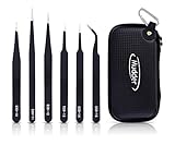 Mudder 6 Pieces Anti-static ESD Tweezer Kit Non-magnetic ESD Tweezers with Storage Bag [並行輸入品]
