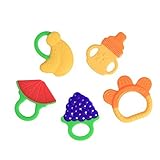 LAIMALA Baby Teether Toys with Pacifier Clip, Food Guaranteed Silicone, BPA Free, Cute Fruit & Bottl