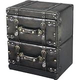 アンティーク調チェスト/タンス 【Traver Furniture】 2段 木製(杉)/合成皮革 IW-872