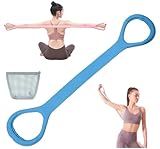 トレーニングチューブ 収納ポーチ付き 八の字 8字 ストレッチ エクササイズ ヨガ ピラティス 筋トレ 宅トレ ストレッチ 背中 肩甲骨 美姿勢 猫背矯正 体操 筋肉 背筋 ダイエット リハビリ プレゼント 母の日 スポーツ (ブルー)