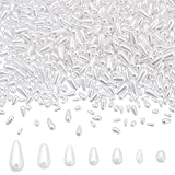 arricraft 700個 7サイズ ABS プラスチック ホワイト ティアドロップ型 パールビーズ 模造パール ティアドロップ型 ルーズスペーサー ビーズ DIY イヤリング ブレスレット ネックレス ジュエリー クラフト メイキング アクセサリー