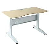 タンスのゲン キャスター付き 上下昇降式スタンディングデスク 幅120 PCデスク ガス圧式 ナチュラル×ホワイトフレーム 45400001 01