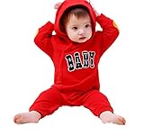 (チェリーレッド) CherryRed ベビー＆キッズ用 ファション カバーオール ロンパース 着ぐるみ キッズコスチューム 子供 男の子 女の子 出産 祝い パジャマ 防寒着 スウェット 裏起毛 レ