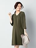 Angeliebe エンジェリーベ マタニティ ワンピース 授乳口付き ポンチ Ｖネック Ａライン ワンピ 妊婦服 産前 産後 S ～ M カーキ 22174 22174301