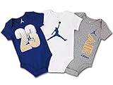 (Jordan)ジョーダン ベビーロンパース 3点セット (6/9M(6～9ヶ月), ダークブルー白灰) [並行輸入品]
