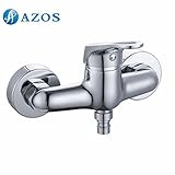 AZOS 洗濯機の蛇口 単一冷水栓 銀色 真鍮製 壁付形 洗面器 PJXY016