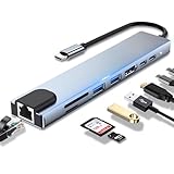 【8in1多機能】 USB C ハブ ドッキングステーション 【HDMI 4K+USB 3.0/2.0+Type-c+PD 100W+SD/TF Card Reader+ギガビットイーサネットポート】軽量 スリム設計 5Gbps高速転送 USB C HUB iPad Windows Mac対応 USBハブ テレワーク 在宅勤務