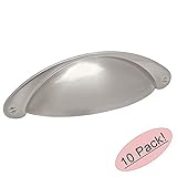 Cosmas 4199SN Satin Nickel Cabinet Hardware Bin Cup Drawer Handle Pull - 3" Hole Centers - 10 Pack [