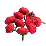 SONONIA 人工シルクフラワー　DIY造花　ウェディング装飾　ホーム飾り　つぼみ　デコレーション　10個入り　全9色 - 赤