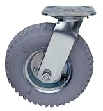 Quantum Storage Systems PT-NS 2-1/2 Diameter Pneumatic Wheel One Swivel Plate Caster, 325 lbs Capaci