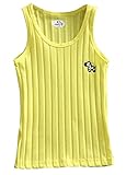 Plus Nao(プラスナオ) タンクトップ ノースリーブカットソー ランニング トップス 子供服 無地 シンプル ワンポイント刺繍 リブ 男児 女児 100 イエロー