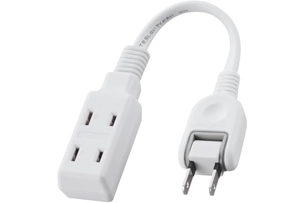 エレコム 電源タップ 10cm 短い 3個口 スイングプラグ 極性対応 (N極対応) PSE技術基準適合 持ち運び ホワイト ECT-3401WH