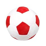 柔らかい　ソフト　サッカーボール ぬいぐるみ　おもちゃ　クッション　赤　20cm