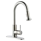 BOHARERS 1-hole or 3-holes Plastic Pull-down Kitchen Sink Faucet with Deck Plate; 1- handle Kitchen 