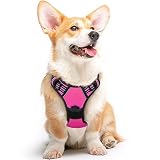 Eagloo ハーネス 犬 中型犬用 8-23kg 引っ張り防止 ソフト 犬用 はーねす 胴輪 着脱簡単 サイズ調節可 抜けない しつけ 運動向き 柴犬 老犬 介護 歩行補助 反射材 通気メッシュ 秋田犬 ビーグル ウィペット M ローズレッド