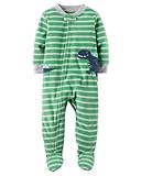 カーターズ パジャマ carter's 男の子用緑xグレーボーダー笑顔の恐竜さんフリース ワンピース足つきパジャマ (すべり止め付) (2t(88-93cm)) [並行輸入品]