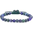 AD Beads Natural 8mm Gemstone Bracelets Healing Power Crystal Macrame Adjustable 7-9 Inch (Lazuli Chrysocolla)