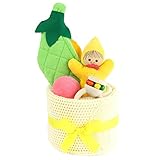 出産祝い ベビーギフト granpapa（グランパパ） おくるみブランケット 木のラトル さやえんどう 布ボール 日本製 ファーストケーキ ギフトセット 男女兼用 (イエロー)