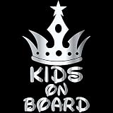 14色 KIDS ON BOARD プリンス 王子様 ステッカー【KIDS IN CAR 男の子 BOY 王冠】 (ミラーシルバー)