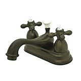 Kingston Brass KS3605AX Restoration 4-Inch Centerset Lavatory Faucet with Metal Cross Handle Oil Rub