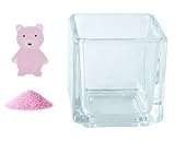 花市場直送便 ミニチュアガラス クマ ピンク & カラーサンド ラベンダー & 植え込み用グラス ニューブロックS