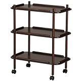 SINAPP キッチンワゴン キャスター付き 木製 モダン スリム 3段 SIK0692 ブラウン 60cm幅