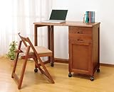 折りたたみ デスク  チェア 天然木 省スペース 引出し キャスター付き 2点セット