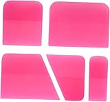 Lyyxjsltd 5 個セット TPUスクイージースキージ 車用傷防止ゴムスクイージー カーラッピング専用 PPFスクイージー 車用ウィンドウティントツール ステッカー ヘラ 貼り付け 傷なし 済み品 エアー抜き 車用リアピラーバー ミラー 汎用スキージ (ピンク)