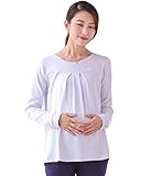 【海外直送品】(ポルトプエルト) Porto Puerto 長袖 綿 ゆったり トップス 妊婦 妊娠中 マタニティ ママ 母親 レディース L XL 白 濃灰色 灰色 桃色 チュニック シンプル 薄手